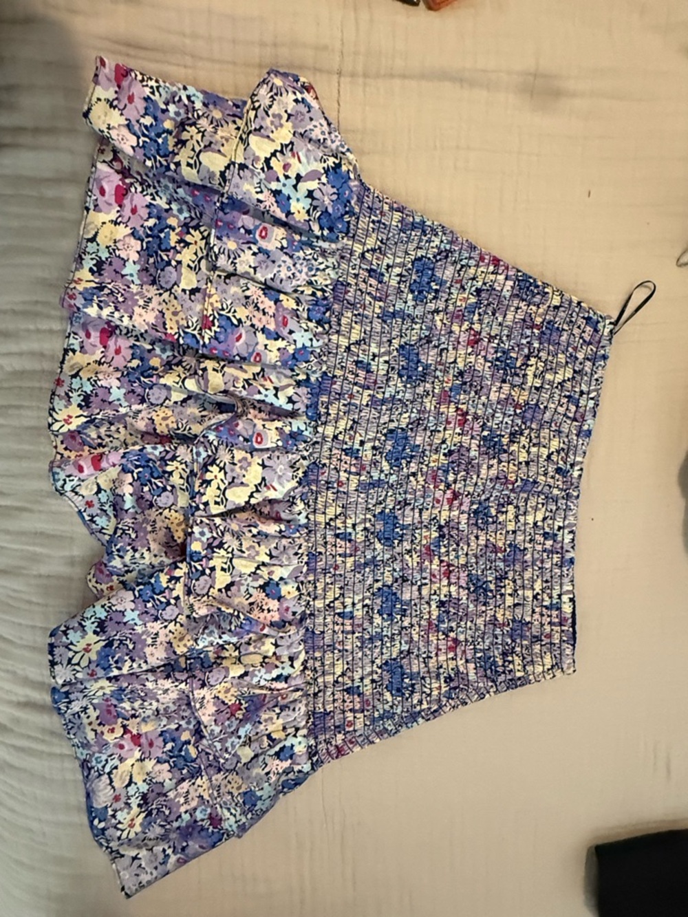 Floral Purple Smocked Ruffle Skirt